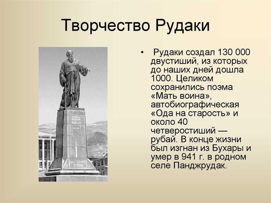 Родился рудаки. рудаки - биография, информация, личная жизнь. имя и кунья